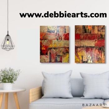 Red and Gold(1) - Abstract Acrylic Painting - Image 4