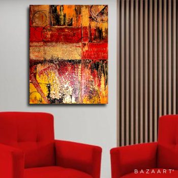 Red and Gold(2) - Abstract Acrylic Painting - Image 5