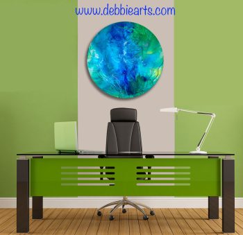 SOLD - Green & Blue - Ink Colors Painting - Image 2