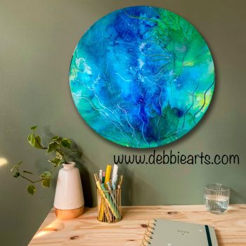 SOLD - Green & Blue - Ink Colors Painting - Image 3