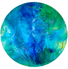 SOLD - Green & Blue - Ink Colors Painting