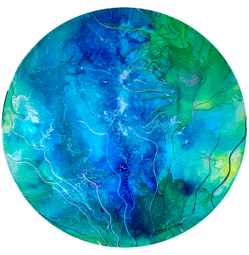 SOLD - Green & Blue - Ink Colors Painting