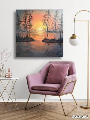 Acrylic Painting - Forest Sunset - Image 3