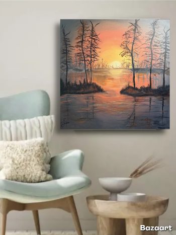 Acrylic Painting - Forest Sunset - Image 4