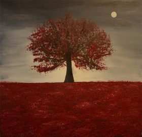 Acrylic Painting: Red Tree